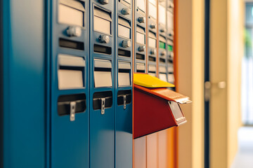 Mailbox in condominium house. Mail service