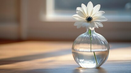 Canvas Print - Single White Flower in Glass Vase