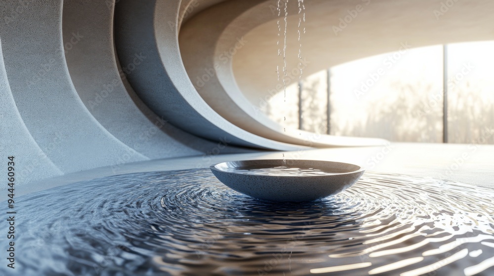 Architectural Modern Water Feature Stock Illustration | Adobe Stock