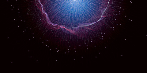 Aufkleber - digital neural network. abstract background with glowing burst of energy or neural connections in bl