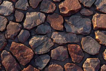 Rustic Stone Wall Texture. Background of Rough Natural Rock Masonry. Old Wall Cobblestone Pattern