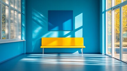 Canvas Print - Blue Modern Waiting Room Interior