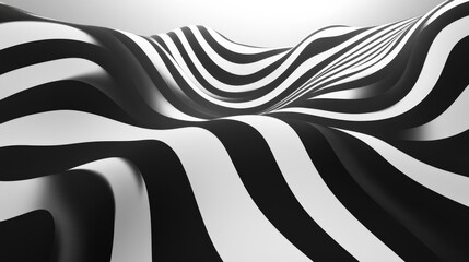 Sticker - Abstract Black and White Wave Pattern