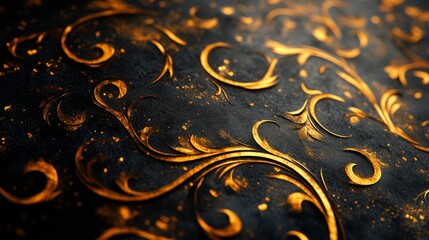 Poster - Golden Ornate Pattern on Dark Background