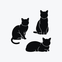 Scottish fold cat silhouette vector template illustration