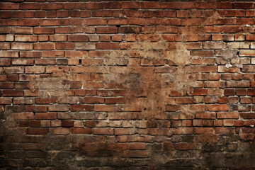 Wall Mural - Processed collage of obsolete red brock masonry wall texture. Background for banner, backdrop