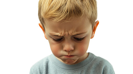 Wall Mural - Little boy cry and sad isolation on white background, PNG