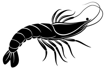 Wall Mural - shrimp vector silhouette, shrimp icon vector, Sea lobster	