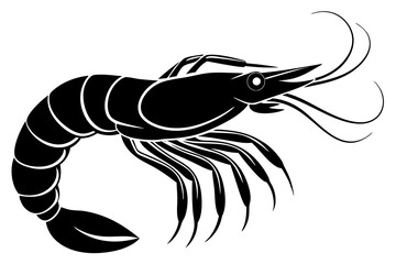 Wall Mural - shrimp vector silhouette, shrimp icon vector, Sea lobster	