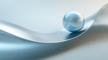 Wall Mural - a silver ball is floating on a wave of water