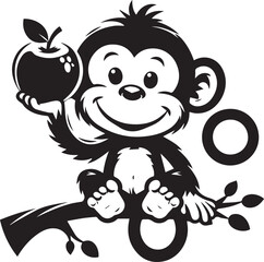 Sticker - Black and white monkey silhouette