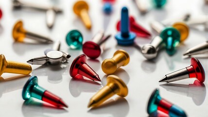 push pins isolated on transparent background	
