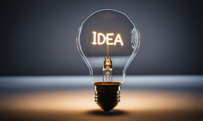 A light bulb with the word IDEA lit up inside