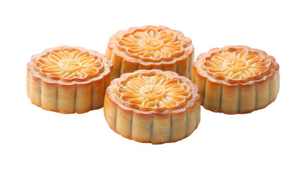 Wall Mural - Mid-autumn festival food, moon cake ,on white 