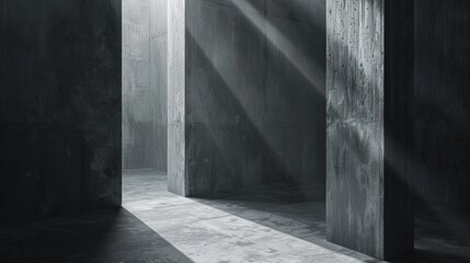 Wall Mural - Abstract Concrete Structure With Light Rays.