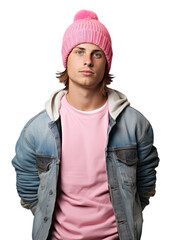 Canvas Print - PNG Colorful sweater beanie sweatshirt pink.