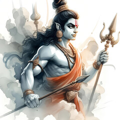 Wall Mural - Watercolor Lord Shree Ram image background