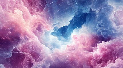 Cosmic Dreamscape: A mesmerizing abstract background of swirling pink and blue nebulae, reminiscent of a celestial dream, adorned with delicate sparkling stars.  