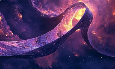 Sticker - Surreal Cosmic Möbius Strip in Space with ai generated.

