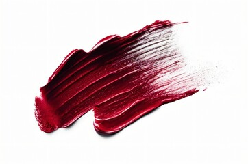 Red paint brush strokes. Red abstract background. Abstract background black oil paint abstract waves. Red lipstick smear smudge. Brushstroke acrylic smear. Element for beauty cosmetic design