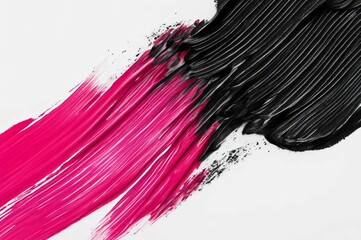 Black and white pink abstract background. Abstract background black oil paint abstract waves. Black lipstick smear smudge. Brushstroke acrylic smear. Element for beauty cosmetic design. Space for text