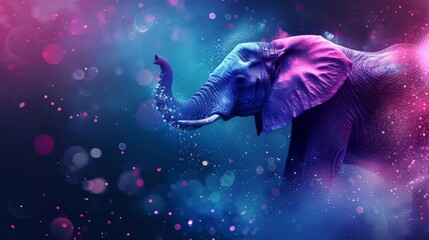 Abstract Elephant with Bokeh Lights.