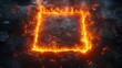 © Five Million Stock - A bright, fiery frame of orange flames forms a glowing square against a dark, textured background. The intense fire contrasts the dark tiles, creating a dramatic, high-energy visual.