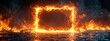 © Five Million Stock - A bright, fiery frame of orange flames forms a glowing square against a dark, textured background. The intense fire contrasts the dark tiles, creating a dramatic, high-energy visual.