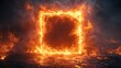 © Five Million Stock - A bright, fiery frame of orange flames forms a glowing square against a dark, textured background. The intense fire contrasts the dark tiles, creating a dramatic, high-energy visual.