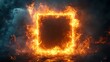 © Five Million Stock - A bright, fiery frame of orange flames forms a glowing square against a dark, textured background. The intense fire contrasts the dark tiles, creating a dramatic, high-energy visual.
