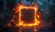 © Five Million Stock - A bright, fiery frame of orange flames forms a glowing square against a dark, textured background. The intense fire contrasts the dark tiles, creating a dramatic, high-energy visual.