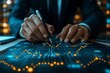 © Azhorov - A person is focused on examining financial graphs and trends on a digital tablet in a contemporary office environment. Generative AI