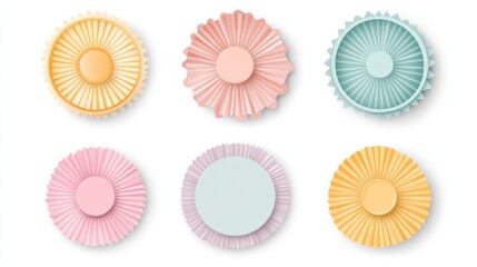 Wall Mural - pastel sunburst badges and price stickers in various shapes for retail