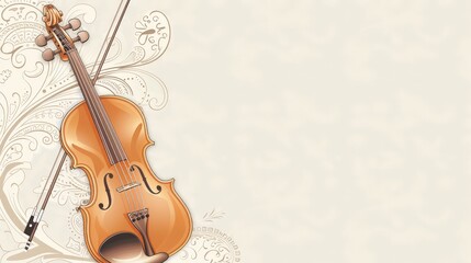 Canvas Print - Violin and Floral Design Background.