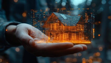 A person is holding an architectural model of a house in their hand