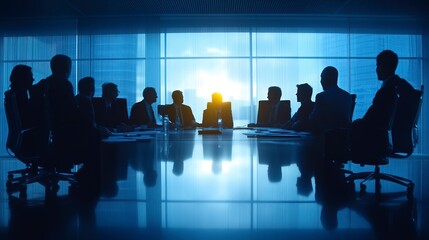 Poster - Business Team Discussing Strategy in Boardroom Meeting, Business team, discussing strategy, boardroom meeting