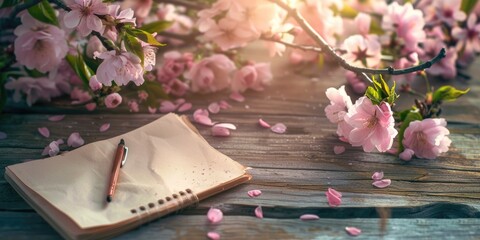 Poster - Season of Cherry Blossoms and Writing Materials