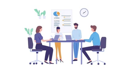 Poster - A talented team holds business meetings and discusses strategy with the project's financial analysis process. Businessman planning marketing plan with documents in office, teamwork 