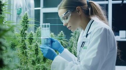 Canvas Print - Innovative technological advancements at the intersection of biotechnology and cannabis cultivation