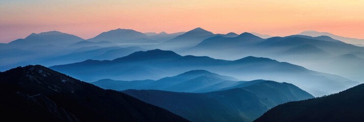 Wall Mural - Silhouette of a mountain range at dusk