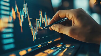 Poster - Banking business, finance and investment concept. Businessman analyzing market data, financial graph report, economic growth, business strategy, planning and solution, risk management 