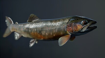 Closeup Portrait of a Trout in Water