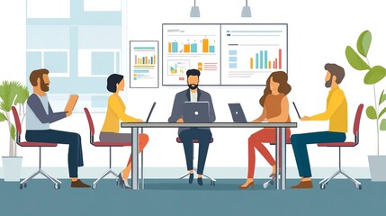 Poster - A business team planning a new online marketing strategy in a conference room