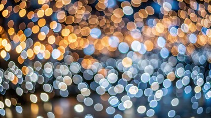 Poster - A mesmerizing display of shimmering lights in a vibrant mix of warm orange and cool blue, creating a magical atmosphere during an enchanting evening celebration. Generative AI