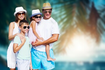 Canvas Print - Happy family, have fun at beach in summer