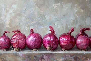 Canvas Print - Red Onions Still Life