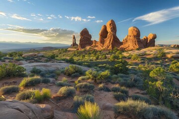 Sticker - Majestic Rock Formations at Sunset in Arches National Park