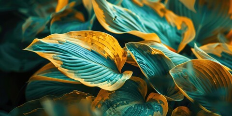 Sticker - Vividly Patterned Leaves of Hosta Queen Josephine