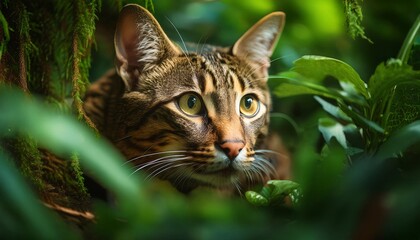 Portrait of a Cat among greenery