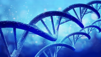 Wall Mural - blue dna helix dark blue biotechnology concept.